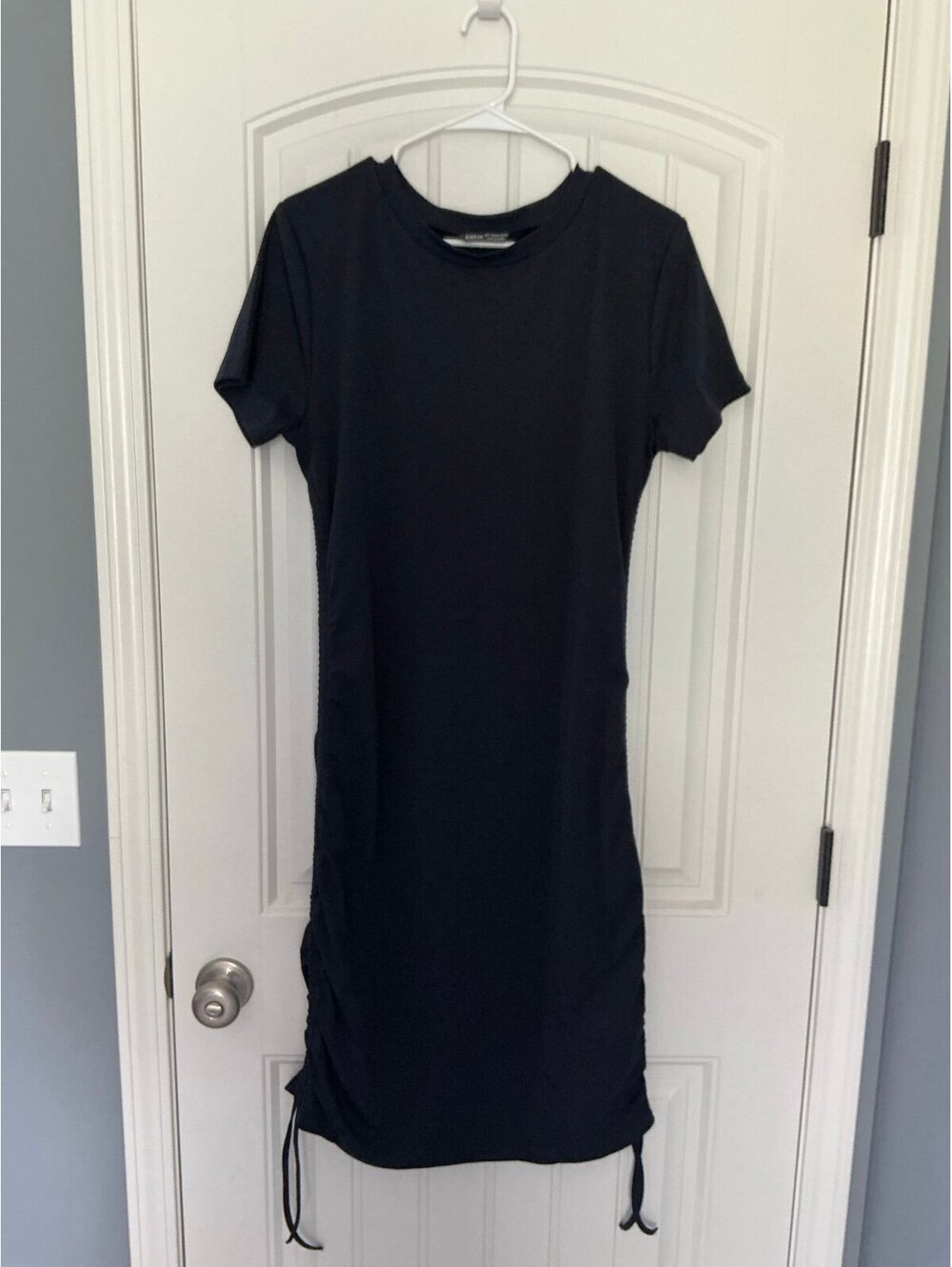 NWOT Dark Navy Ruched Cinched Sides Drawstring Dress size Large